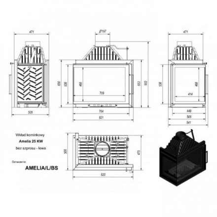 Каминная топка Kratki Amelia/L/BS в Молодечно