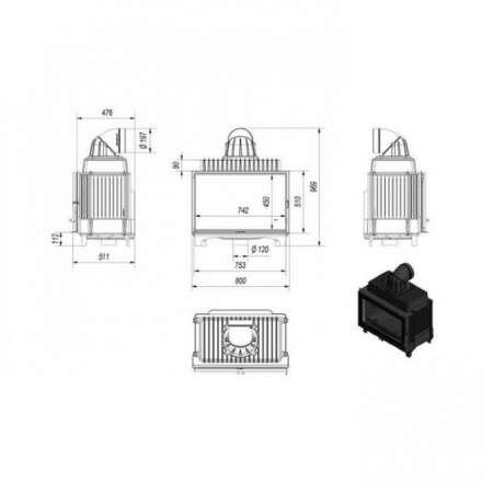 Каминная топка Kratki FRANEK/14 в Молодечно
