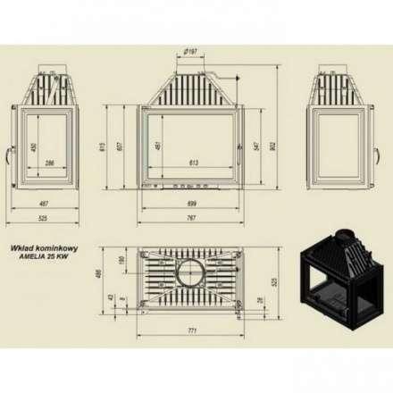 Каминная топка Kratki Amelia/LPT в Молодечно