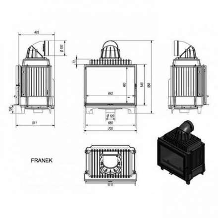 Каминная топка Kratki FRANEK/12 в Молодечно