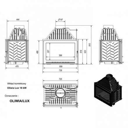 Каминная топка Kratki Oliwia/LUX в Молодечно