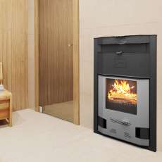 Отопительная печь со стеклом Теплодар Сиеста 30 фото в интерьере в Молодечно