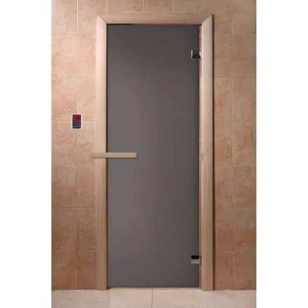 Дверь для бани Doorwood Графит матовый 1900x700 мм (коробка хвоя, стекло 6 мм, 2 петли) в Молодечно