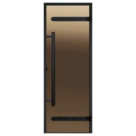 Дверь для бани стеклянная Harvia LEGEND 8/19 черная коробка сосна, бронза в Молодечно
